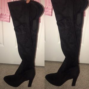 NWT ivanka trump black suede over the knee boots